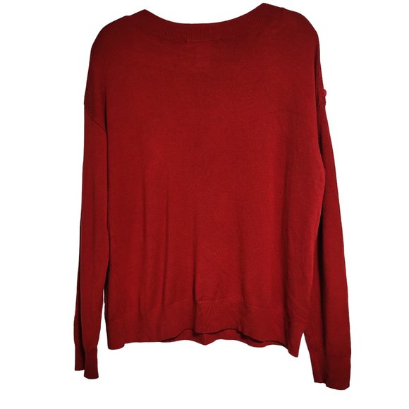Catherine MaLandrino Red Long Sleeve Sweater Buttons Size Large - Picture 3 of 5